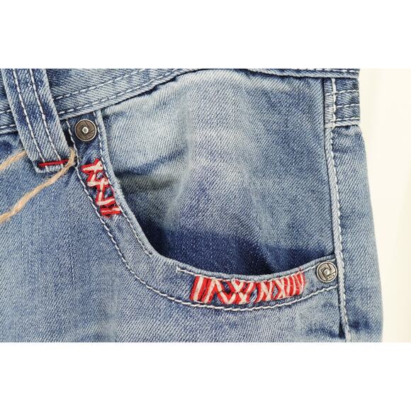 CJ Black Premium Men's Bootcut Distressed Embroidered Pocket Trim Jeans SZ 32X32 - Picture 5 of 16